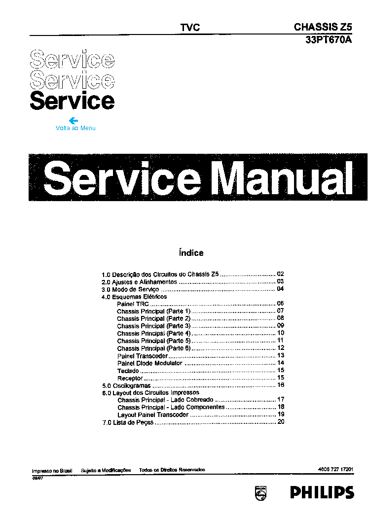 PHILIPS 33PT670-CHASSIS-Z5 service manual (1st page)