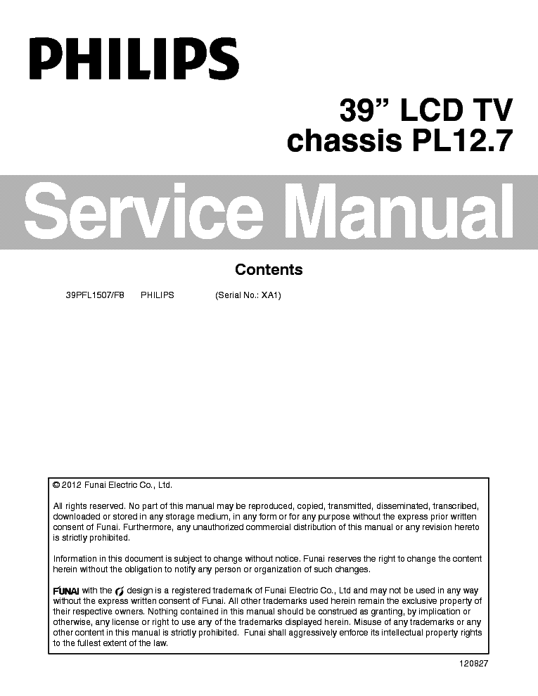PHILIPS 39PFL1507 F8 PL12.7 service manual (1st page)