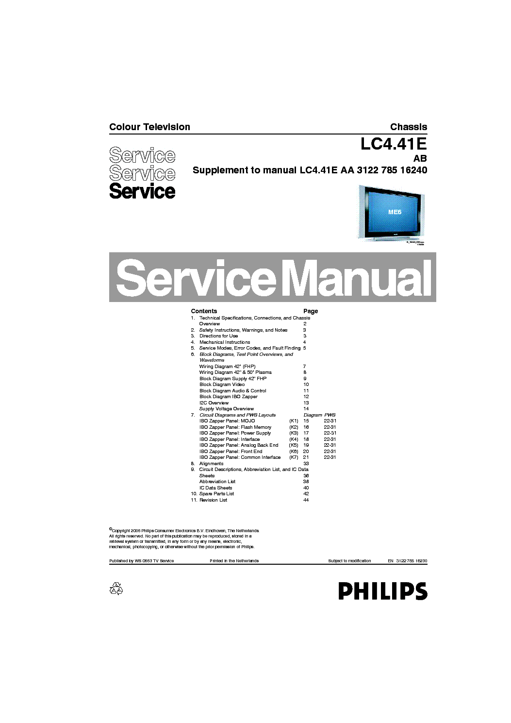PHILIPS 42PF5331 CHASSIS LC4.41E-AB SM service manual (1st page)