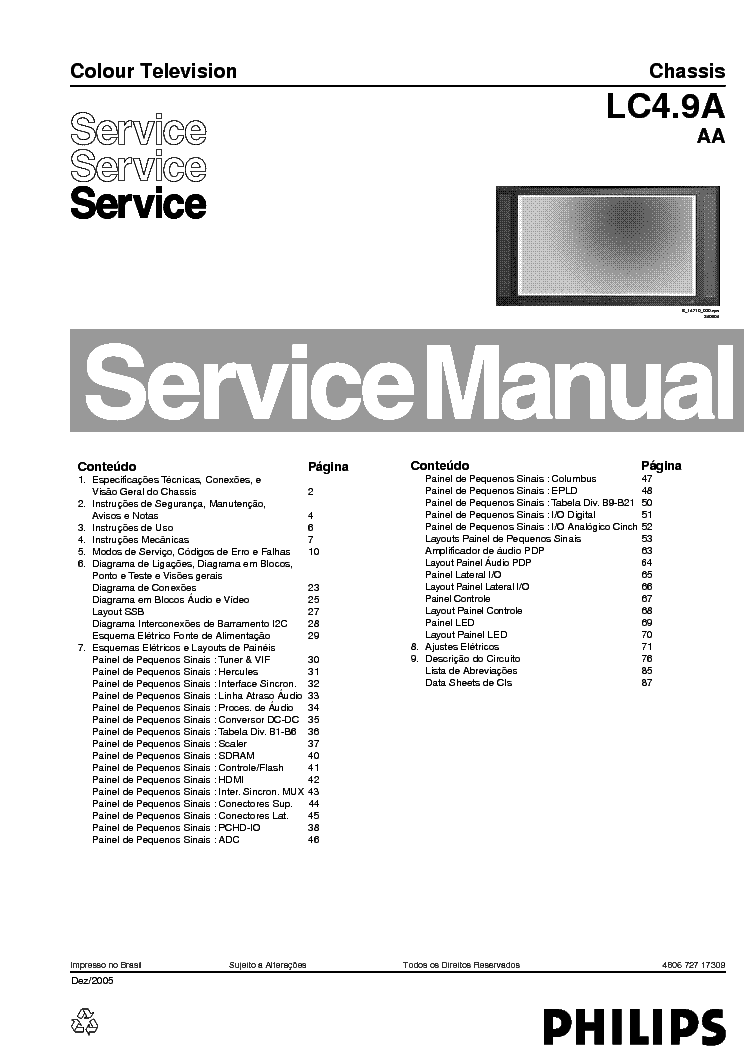 PHILIPS 42PF7320 CHASSIS L4.9A service manual (1st page)