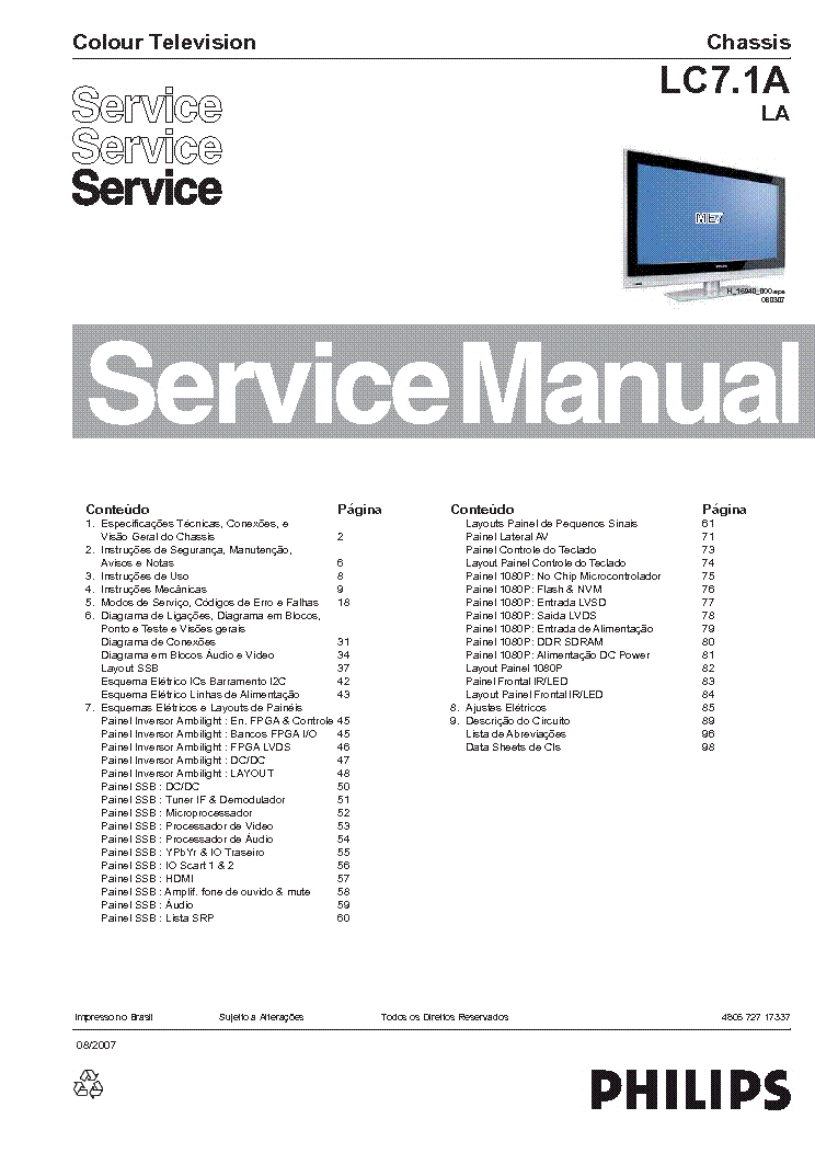 PHILIPS 42PFL5332 78 CHASSIS LC7.1A LA service manual (1st page)