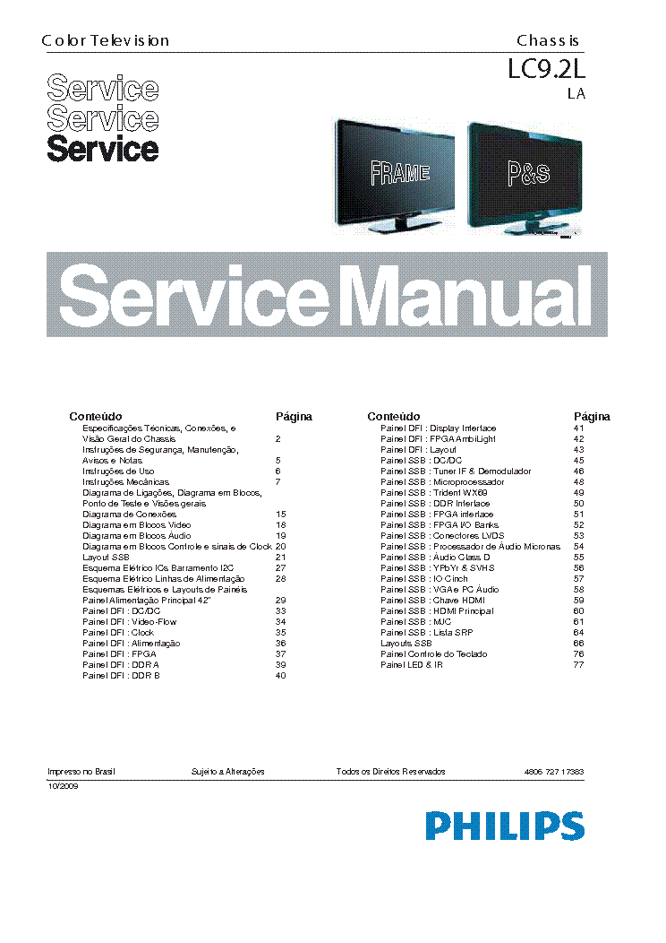 PHILIPS 42PFL5604D 78 CHASSIS LC9 2L LA service manual (1st page)