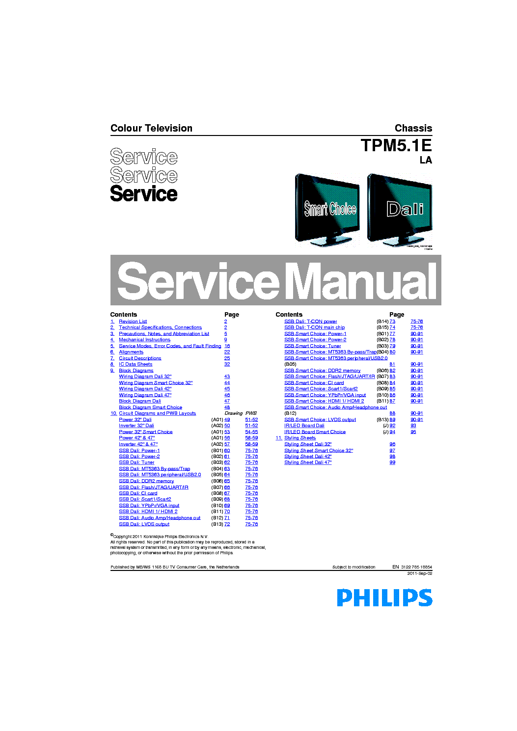 PHILIPS 47PFL3605 H 12 TPM5.1E LA CHASSIS service manual (1st page)