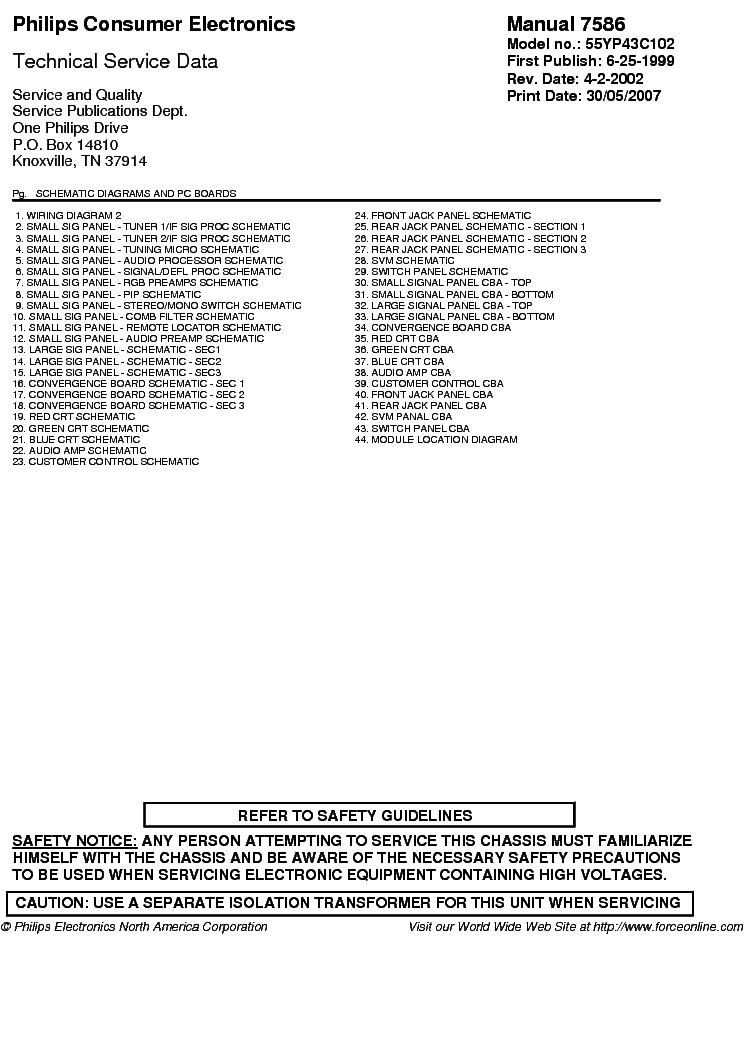 PHILIPS 55YP43C102 CHASSIS PTV841 service manual (1st page)