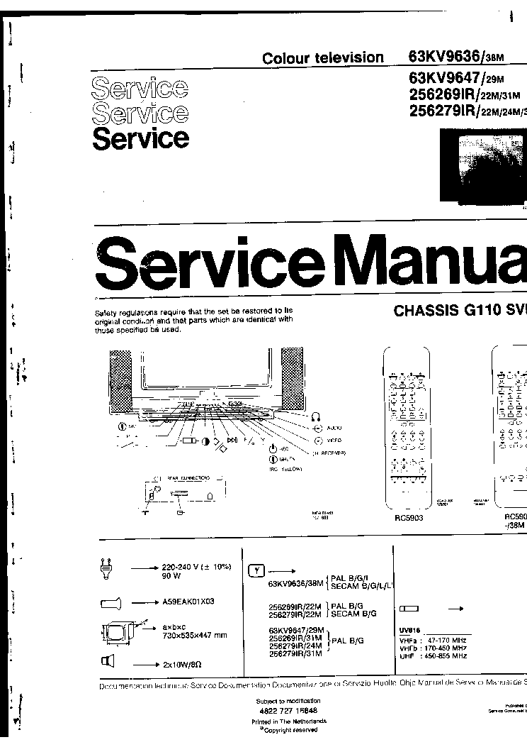PHILIPS 63KV9636,9647 CH G110 service manual (1st page)