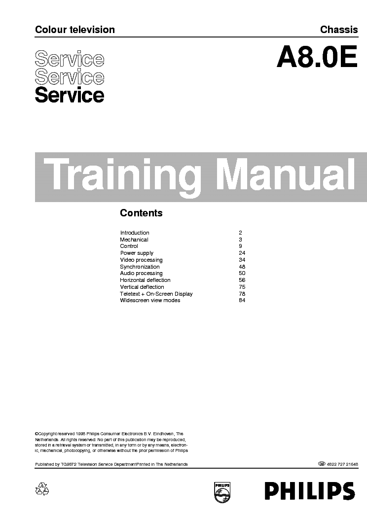 PHILIPS A8.0E CHASSIS TRAINING MANUAL service manual (1st page)