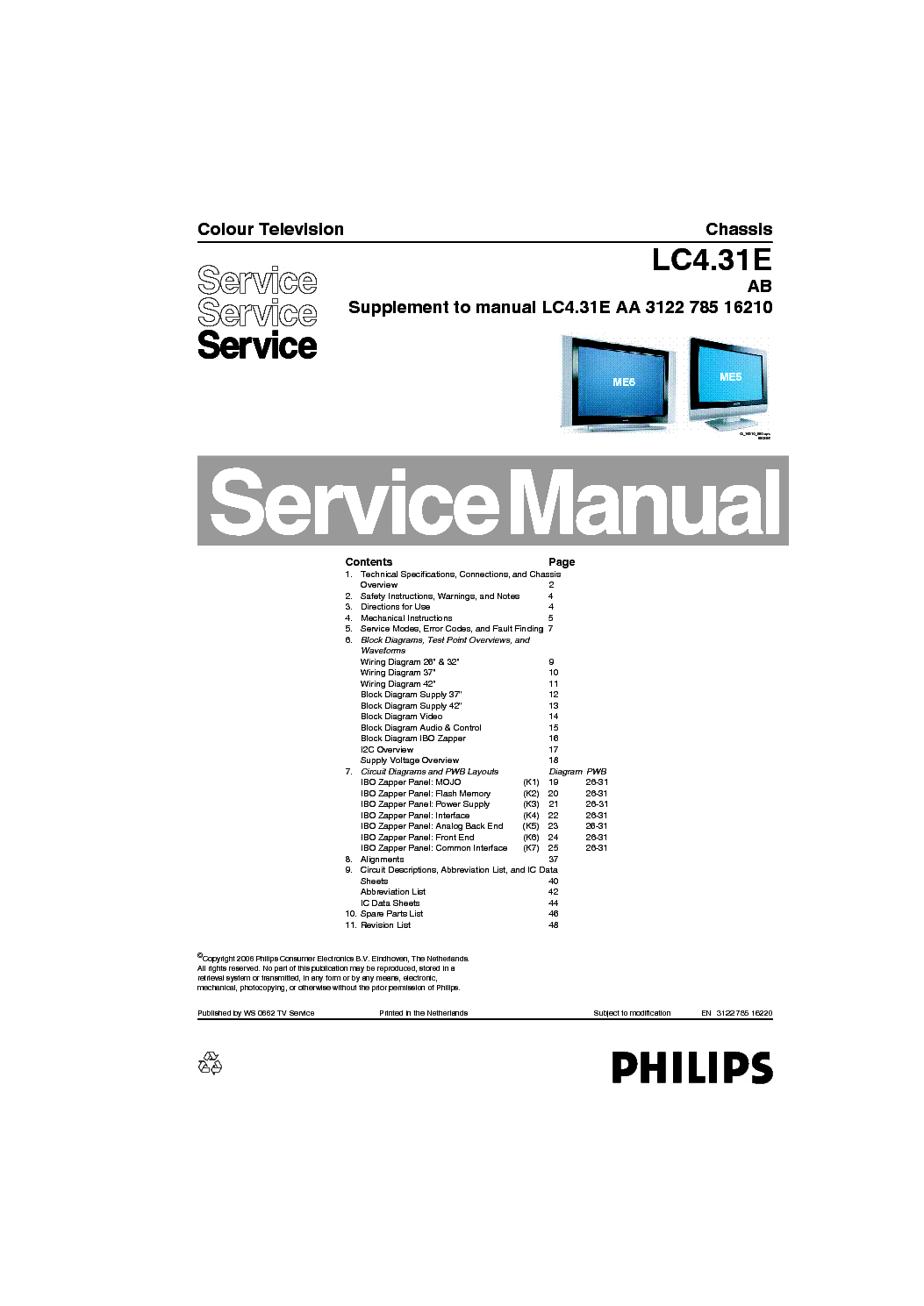PHILIPS AA3122-LC4.31EAB SM service manual (1st page)