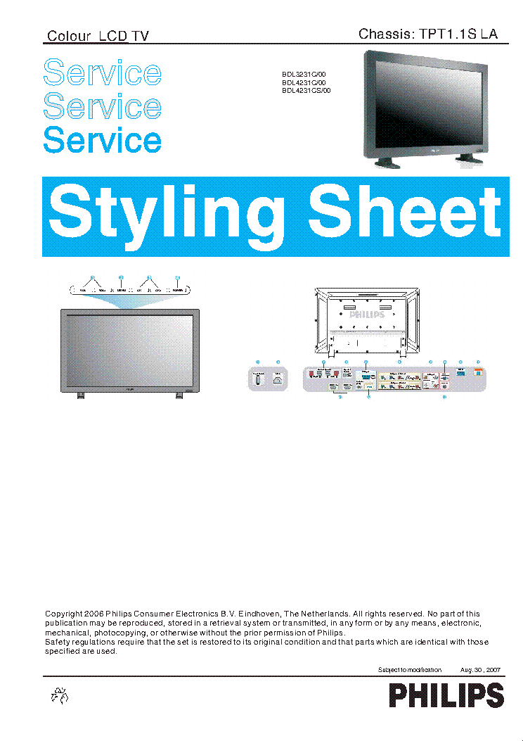 PHILIPS BDL3231 4231 2007 35 E CS SM service manual (1st page)