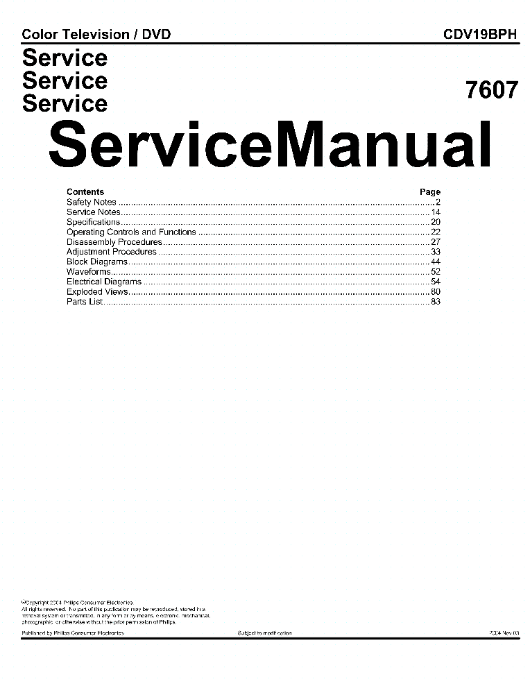 PHILIPS CDV19BPH SM service manual (1st page)