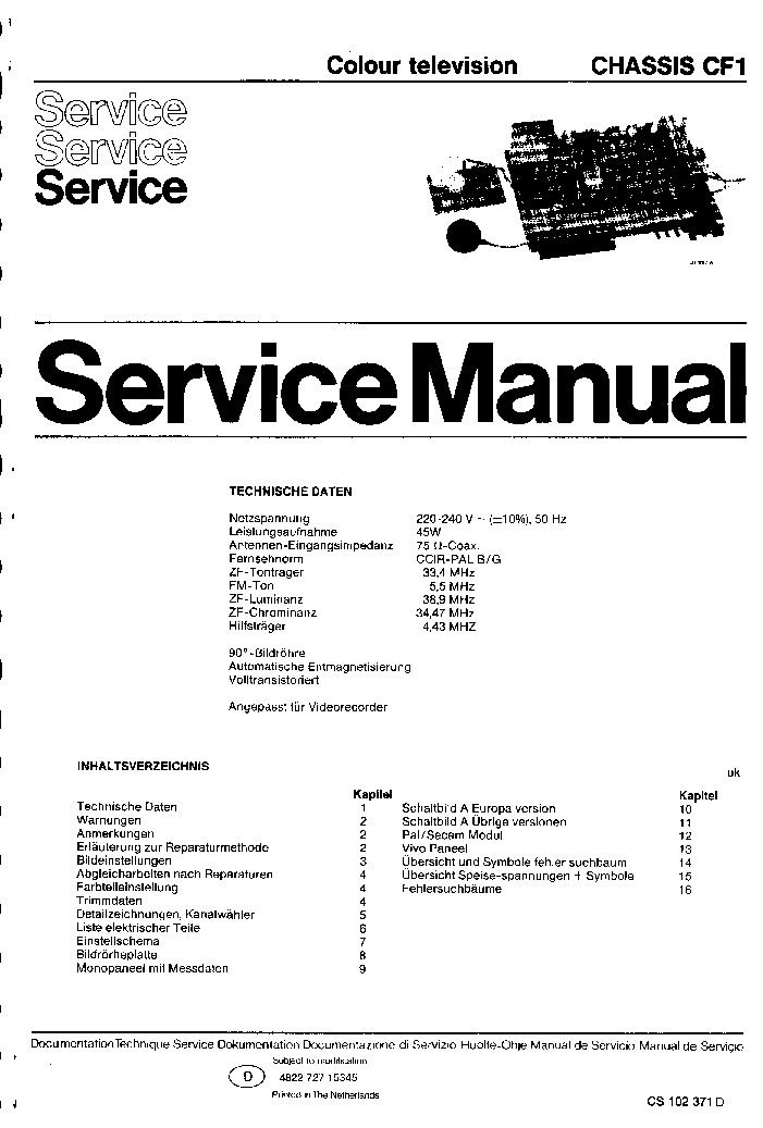 PHILIPS CF1 CHASSIS service manual (1st page)