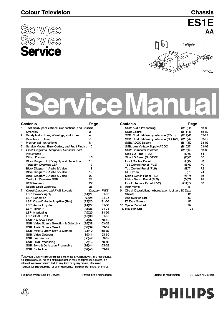 PHILIPS CH ES1E SM3122-785-15040 service manual (1st page)