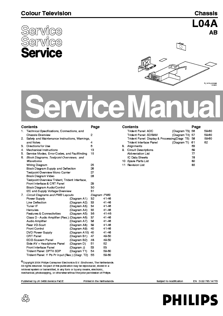 PHILIPS CH L04A AB SM service manual (1st page)