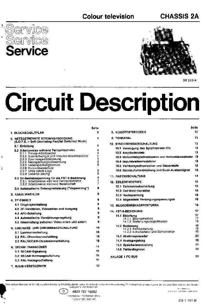 PHILIPS CHASSIS-2A service manual (1st page)