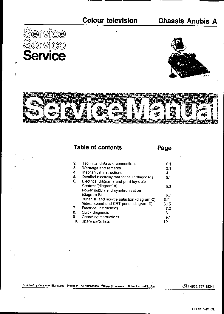 PHILIPS CHASSIS-ANUBIS-A service manual (1st page)