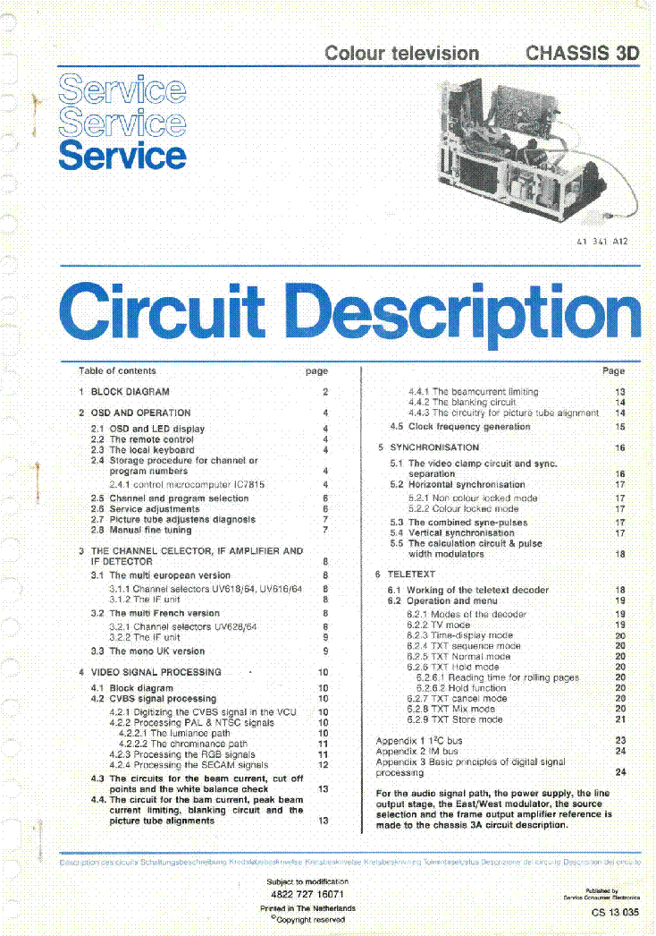 PHILIPS CHASSIS 3D CIRCUIT DESCRIPTION service manual (1st page)