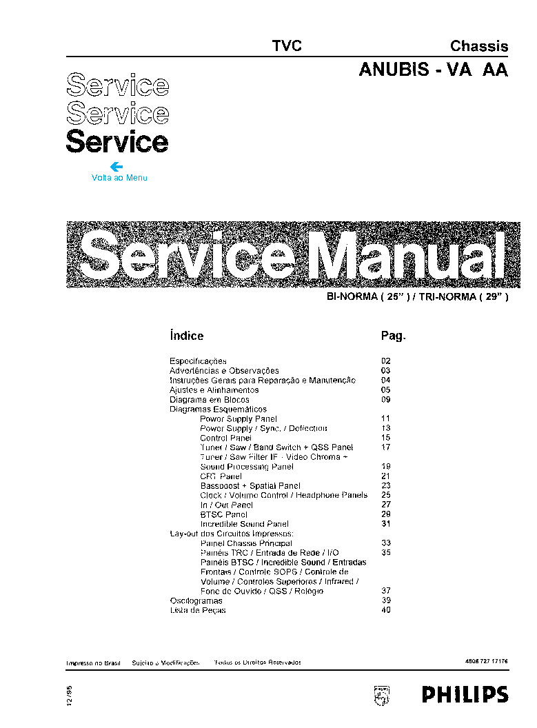 PHILIPS CHASSIS ANUBIS-VA-AA service manual (1st page)