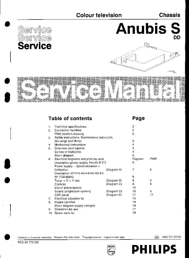 PHILIPS CHASSIS ANUBIS S service manual (1st page)