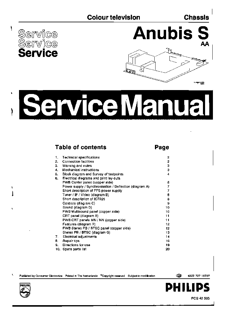PHILIPS CHASSIS ANUBIS S AA service manual (1st page)
