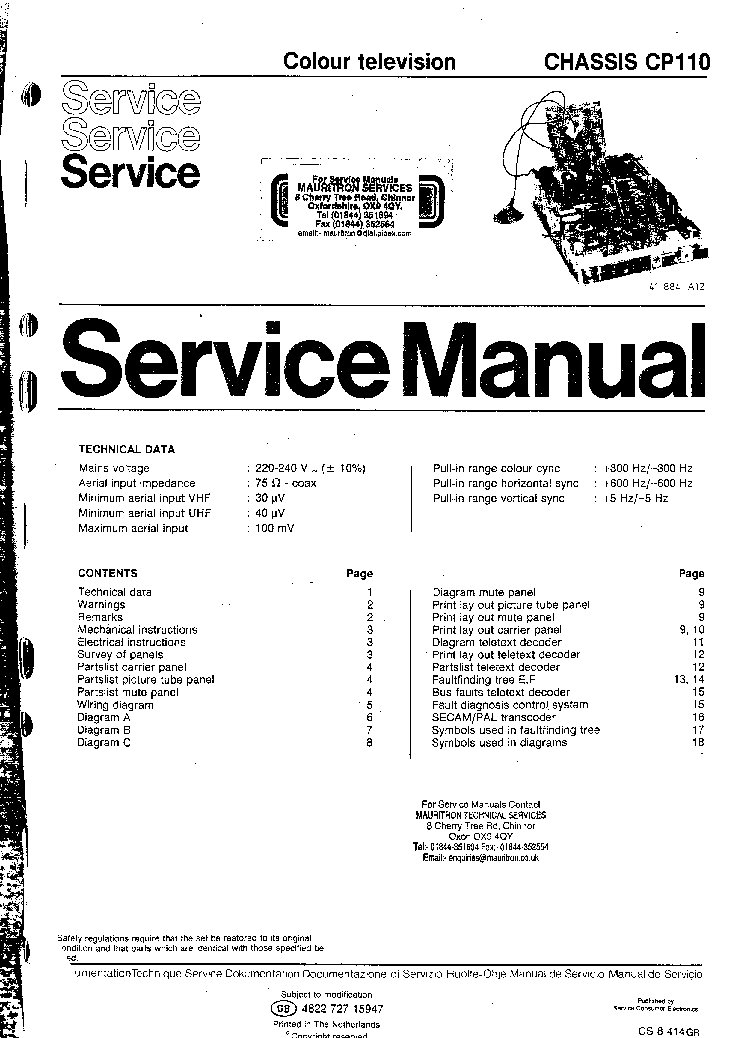 PHILIPS CHASSIS CP-110 SM service manual (1st page)