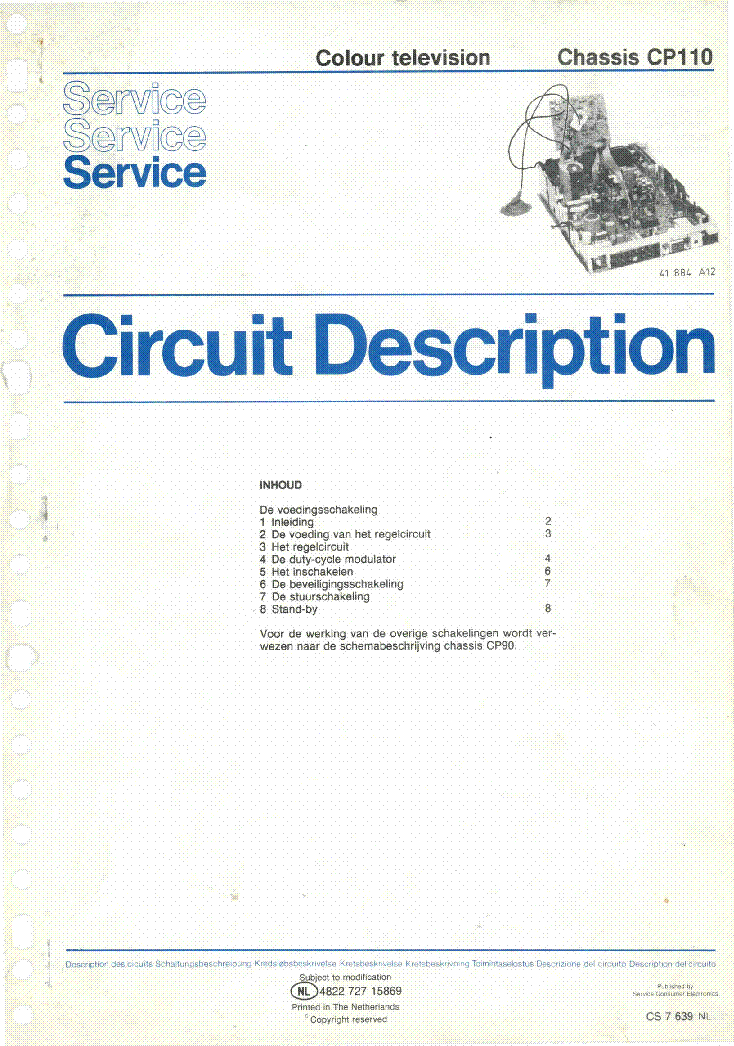 PHILIPS CHASSIS CP110 CIRCUIT DESCRIPTION NL service manual (1st page)