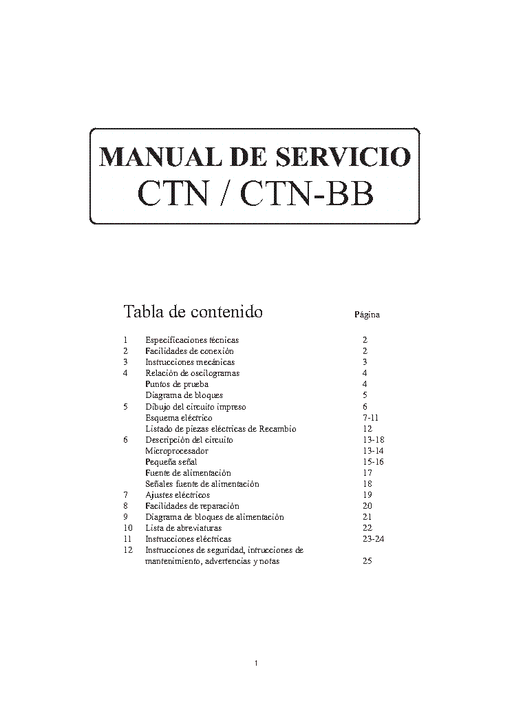 PHILIPS CHASSIS CTN CTN-BB SM service manual (1st page)
