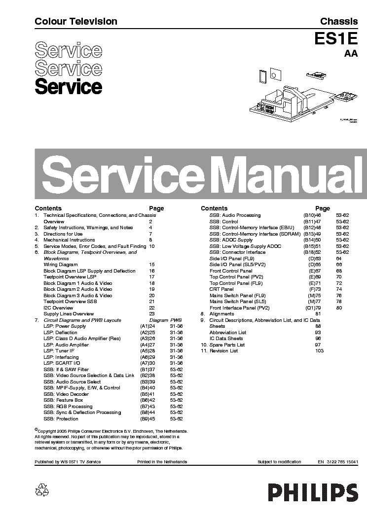 PHILIPS CHASSIS ES1EAA V2 service manual (1st page)
