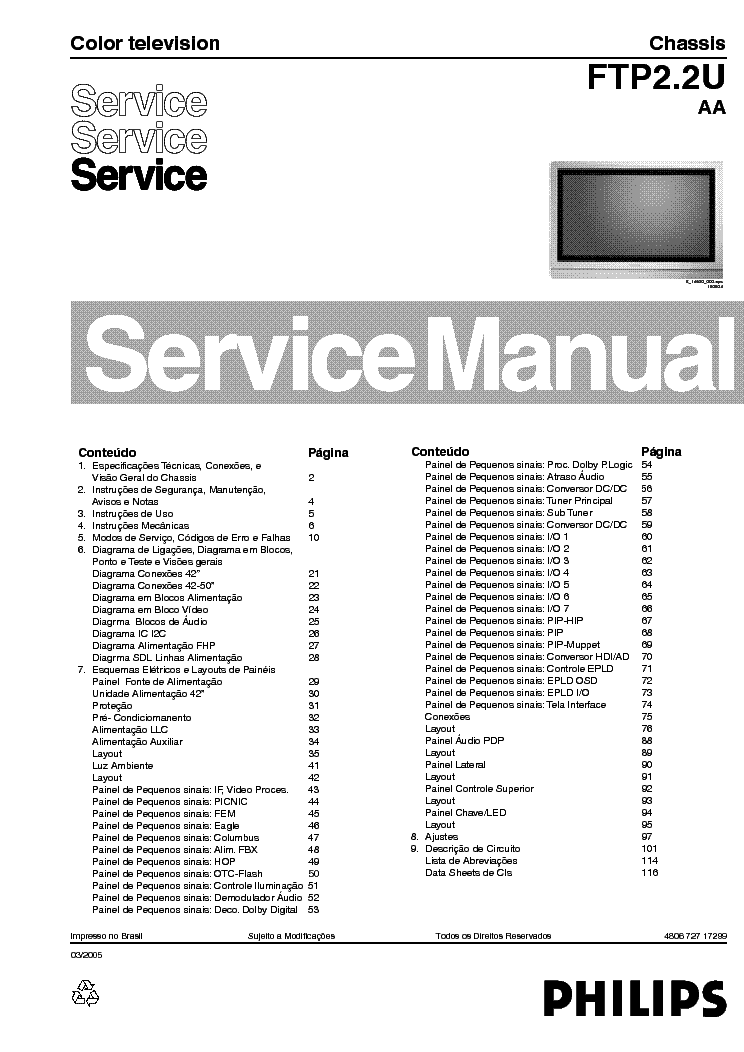 PHILIPS CHASSIS FTP2.2U-AA SM service manual (1st page)