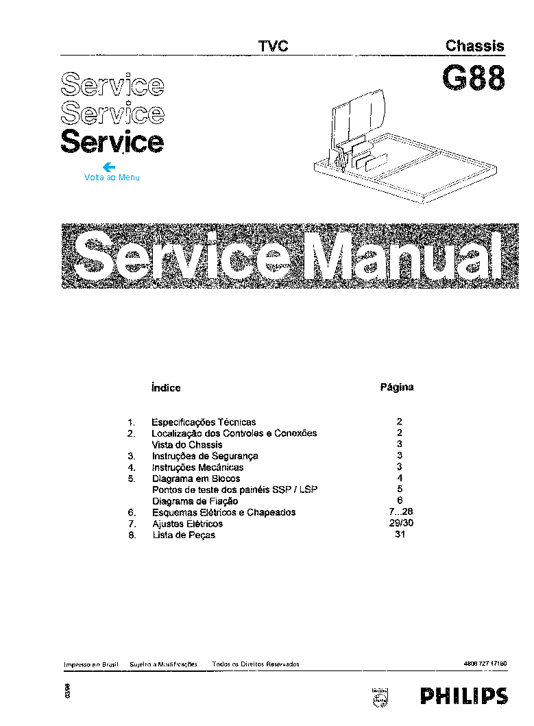 PHILIPS CHASSIS G-88 service manual (1st page)