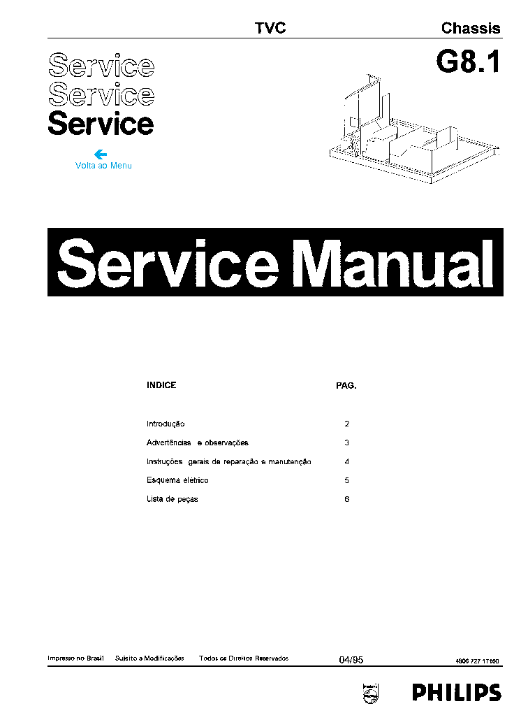 PHILIPS CHASSIS G8.1 service manual (1st page)