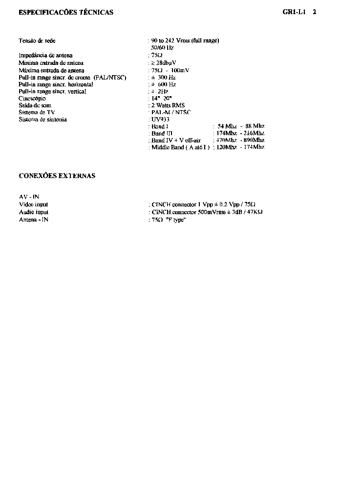 PHILIPS CHASSIS GR1-L1 service manual (2nd page)