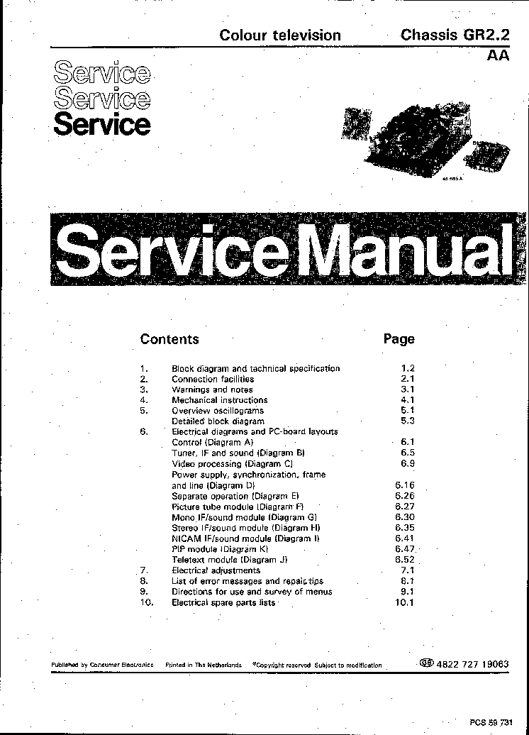 PHILIPS CHASSIS GR2.2-AA SM service manual (1st page)