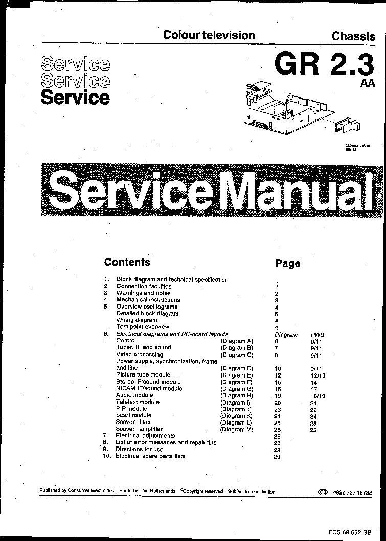 PHILIPS CHASSIS GR2.3-AA SM service manual (1st page)