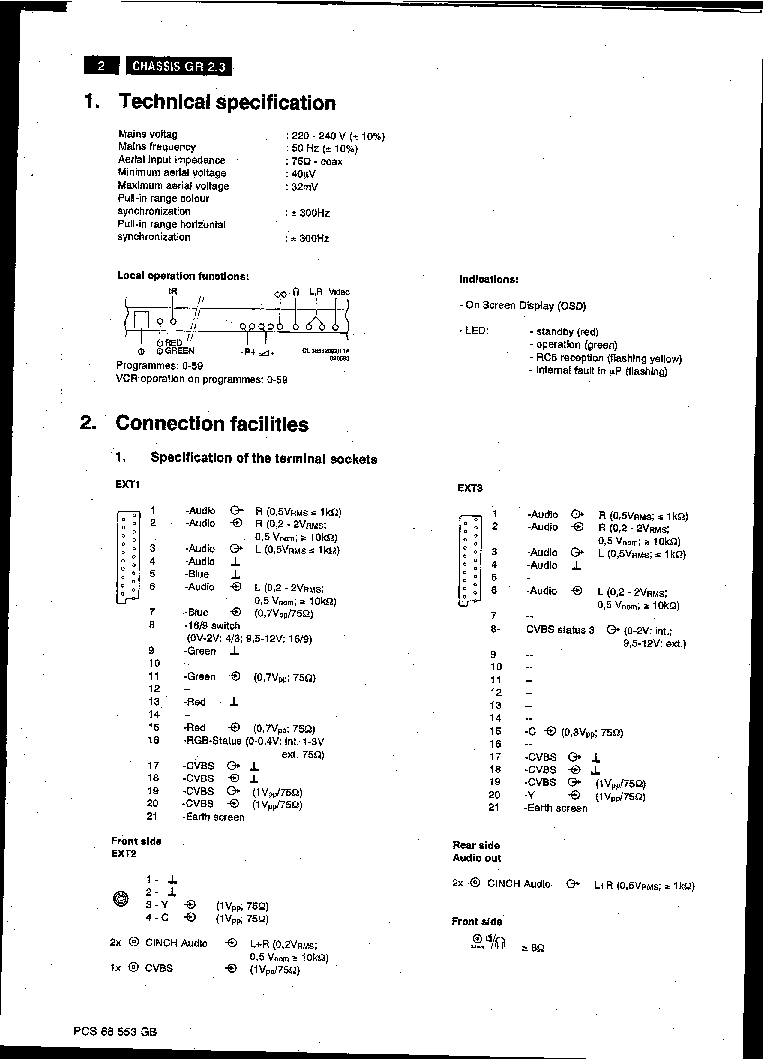 PHILIPS CHASSIS GR2.3-AA SM service manual (2nd page)