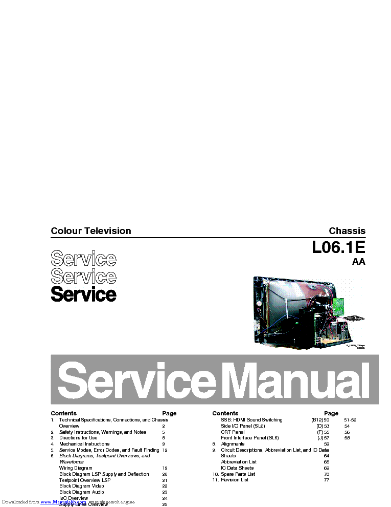 PHILIPS CHASSIS L06.1E AA SM service manual (1st page)