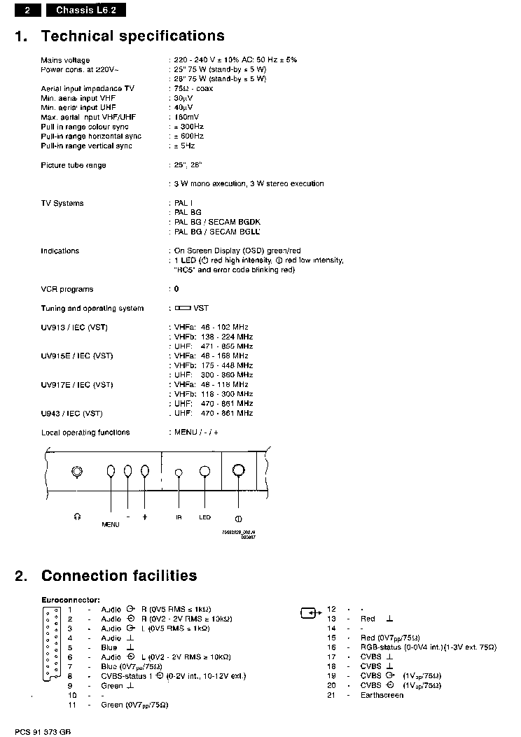PHILIPS CHASSIS L6.2-AA SCH service manual (2nd page)