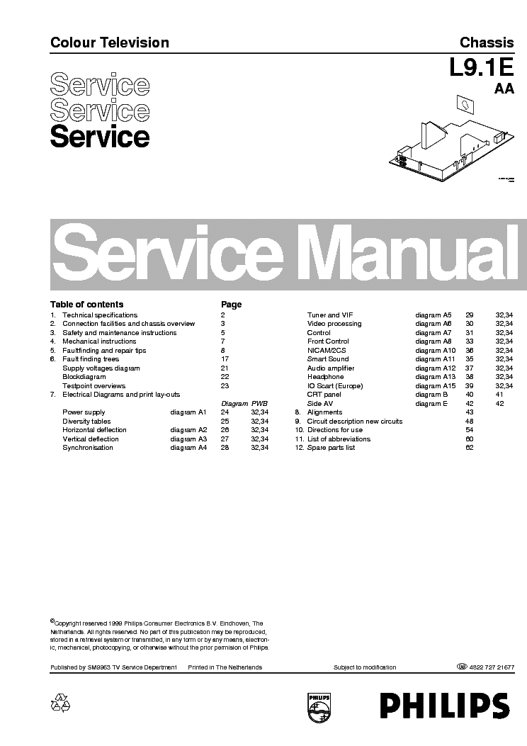PHILIPS CHASSIS L9.1-E-AA service manual (1st page)