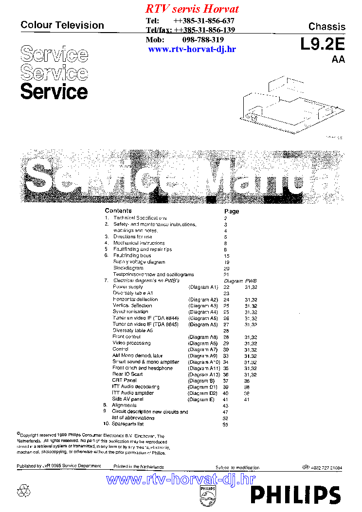 PHILIPS CHASSIS L9.2EAA service manual (1st page)