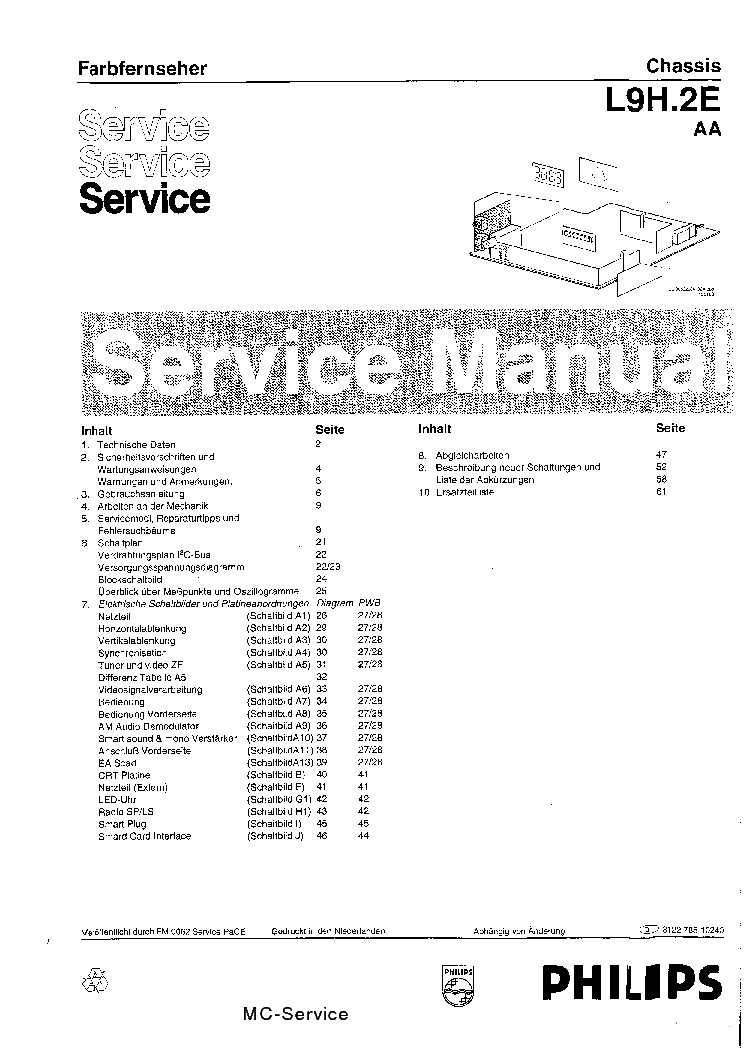 PHILIPS CHASSIS L9H.2E AA service manual (1st page)