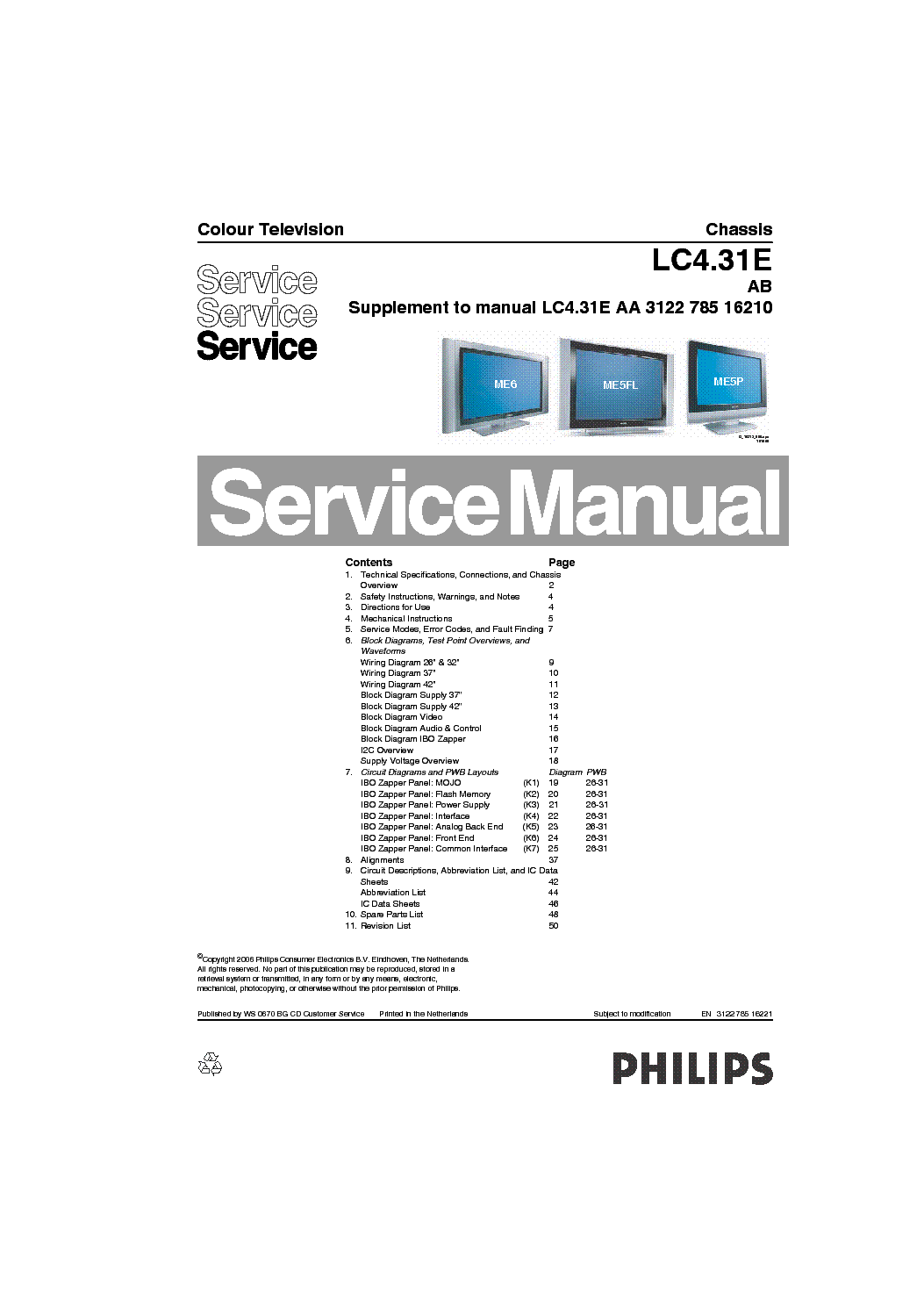 PHILIPS CHASSIS LC4.31E-AB service manual (1st page)