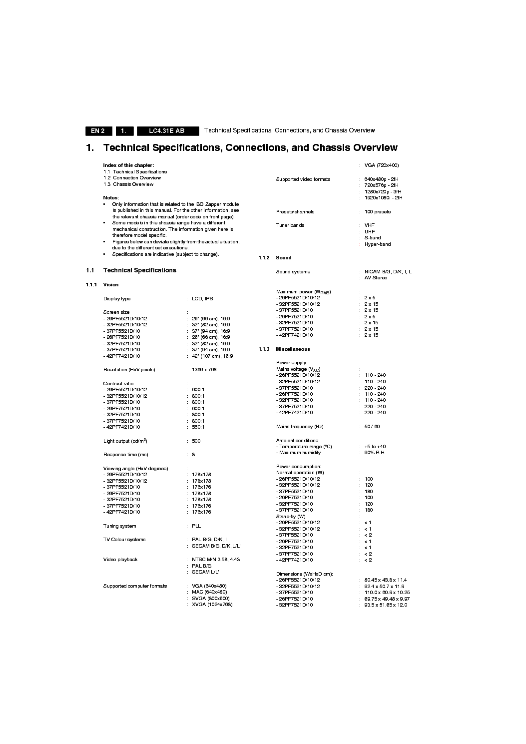 PHILIPS CHASSIS LC4.31E-AB service manual (2nd page)