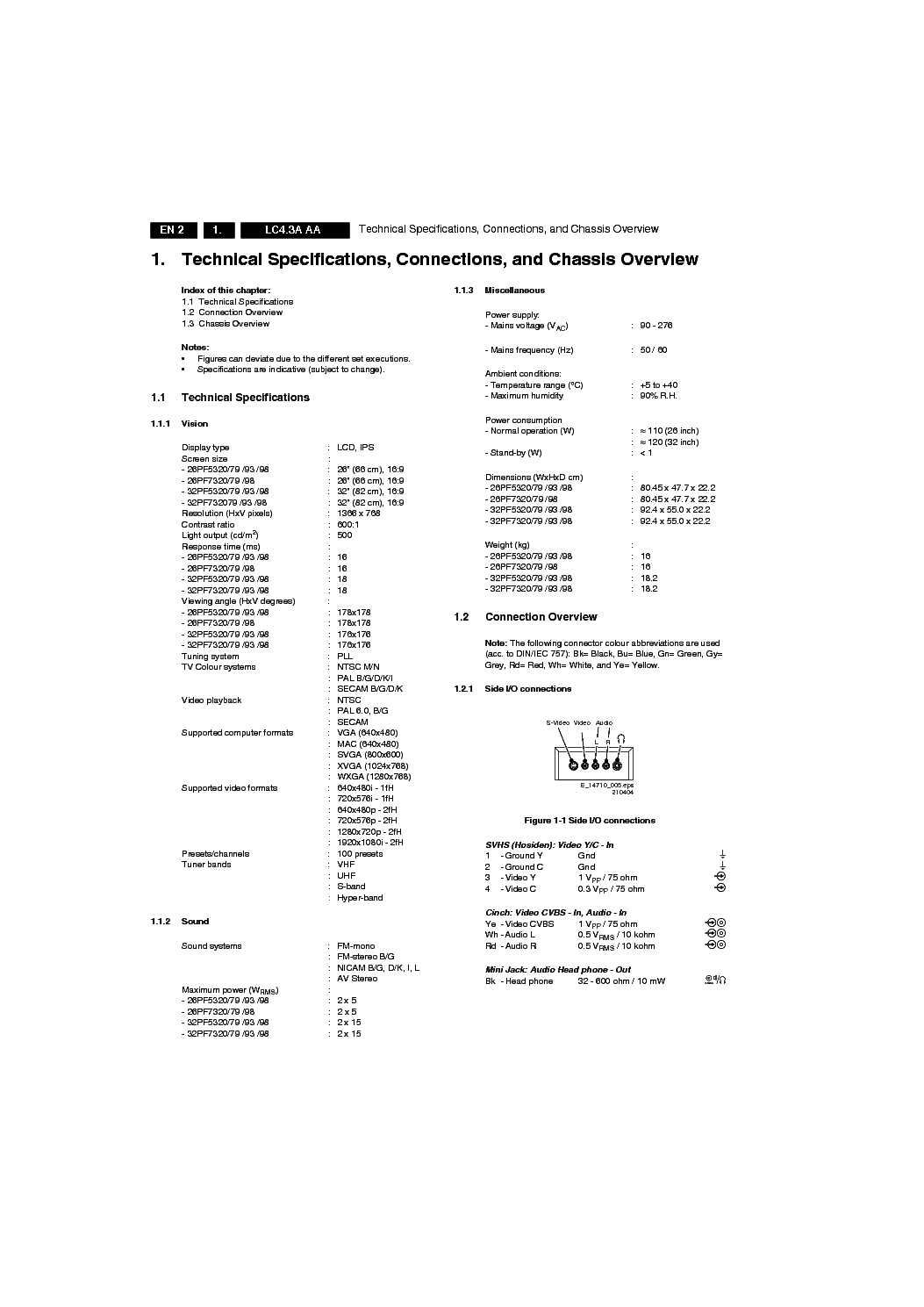 PHILIPS CHASSIS LC4.3A AA service manual (2nd page)
