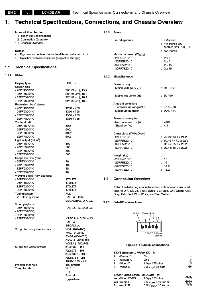 PHILIPS CHASSIS LC4.3E-AA SM service manual (2nd page)