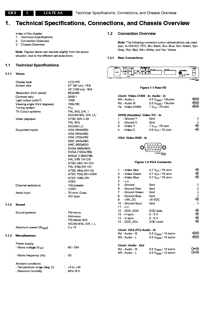 PHILIPS CHASSIS LC4.7E AA service manual (2nd page)