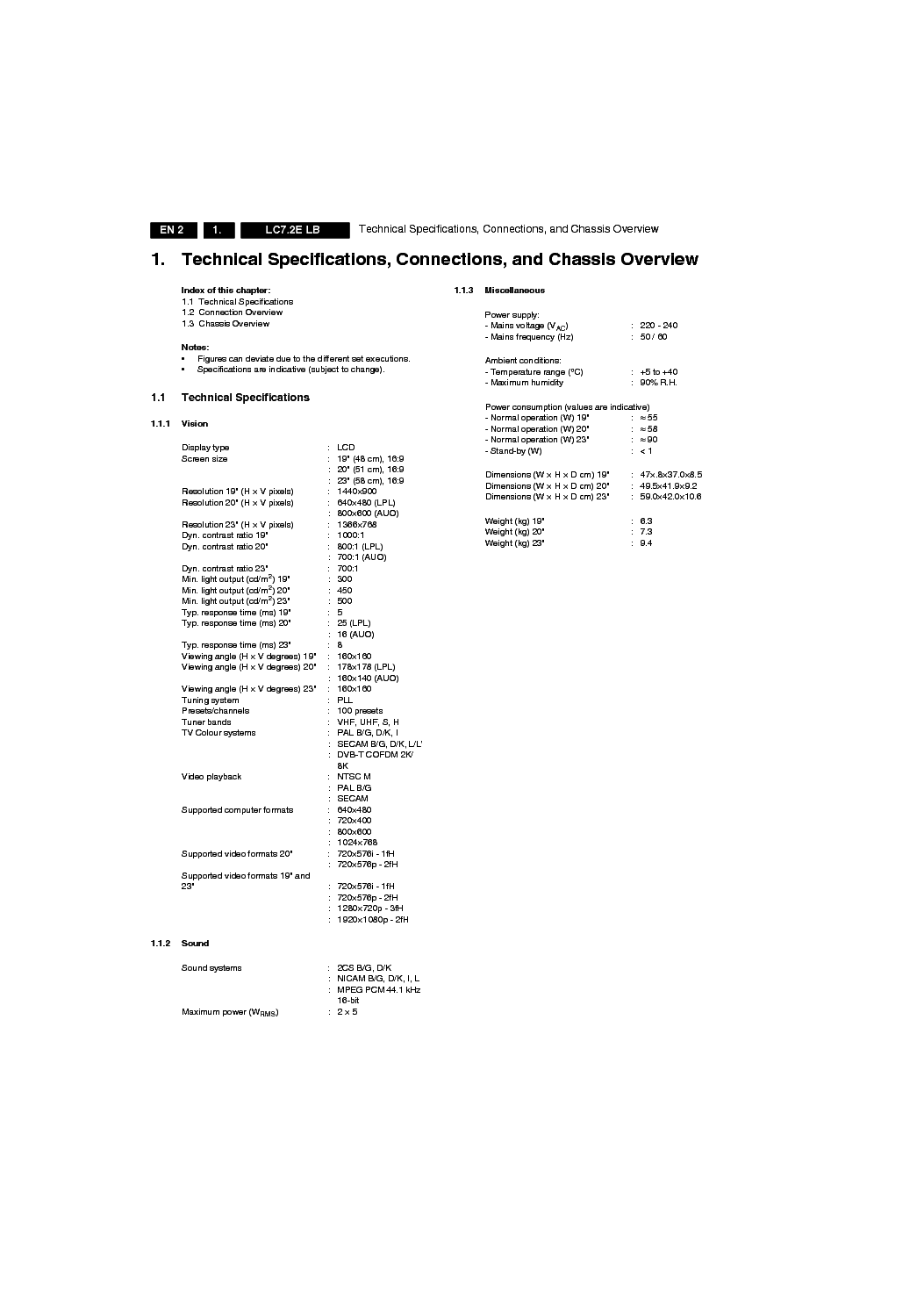 PHILIPS CHASSIS LC7.2E-LB SM service manual (2nd page)