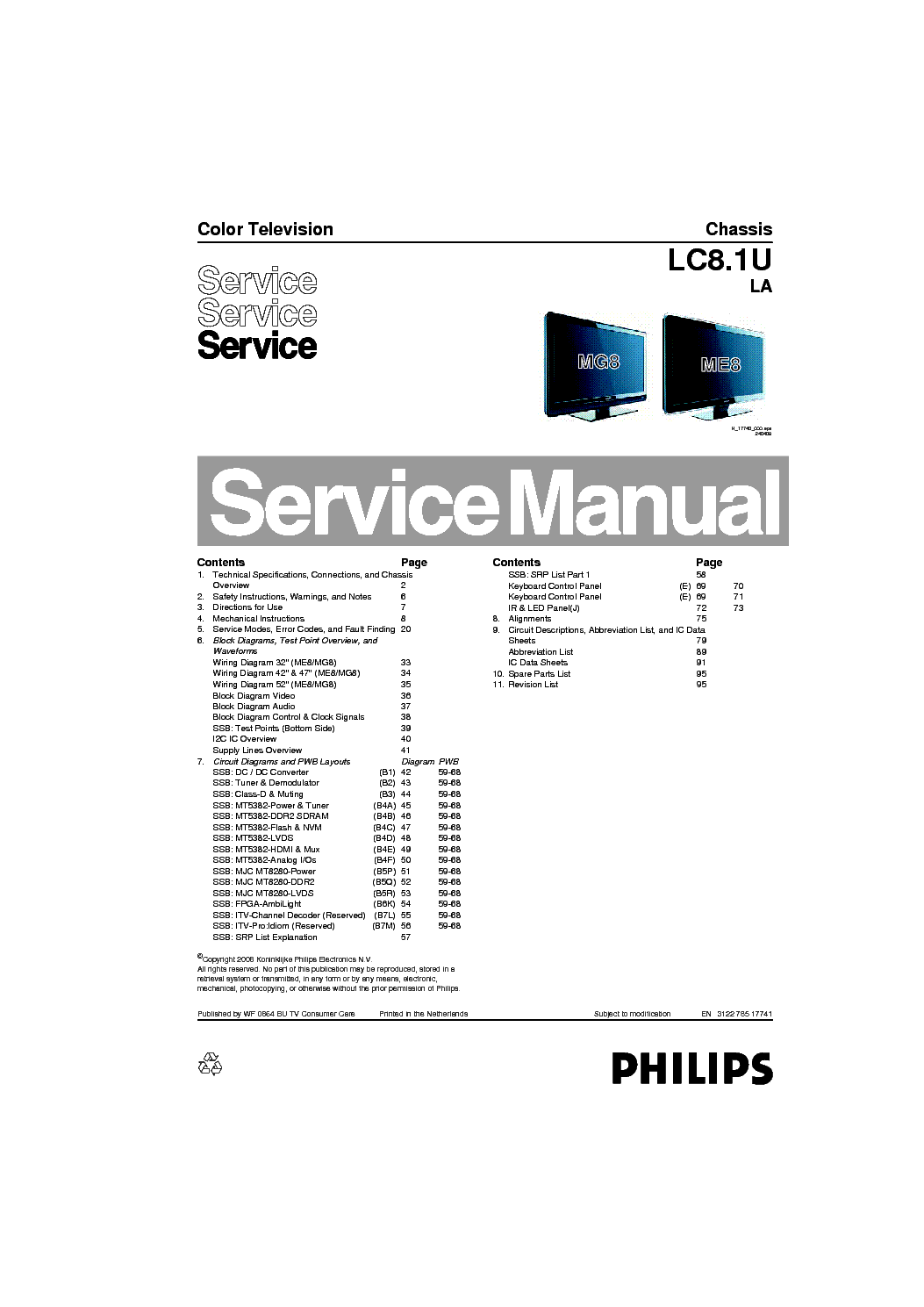 PHILIPS CHASSIS LC8.1U-LA SM service manual (1st page)
