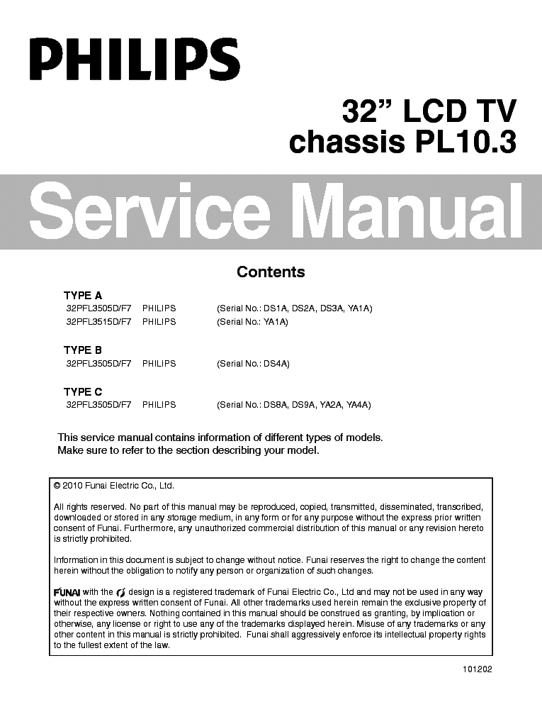 PHILIPS CHASSIS PL10.3 service manual (1st page)