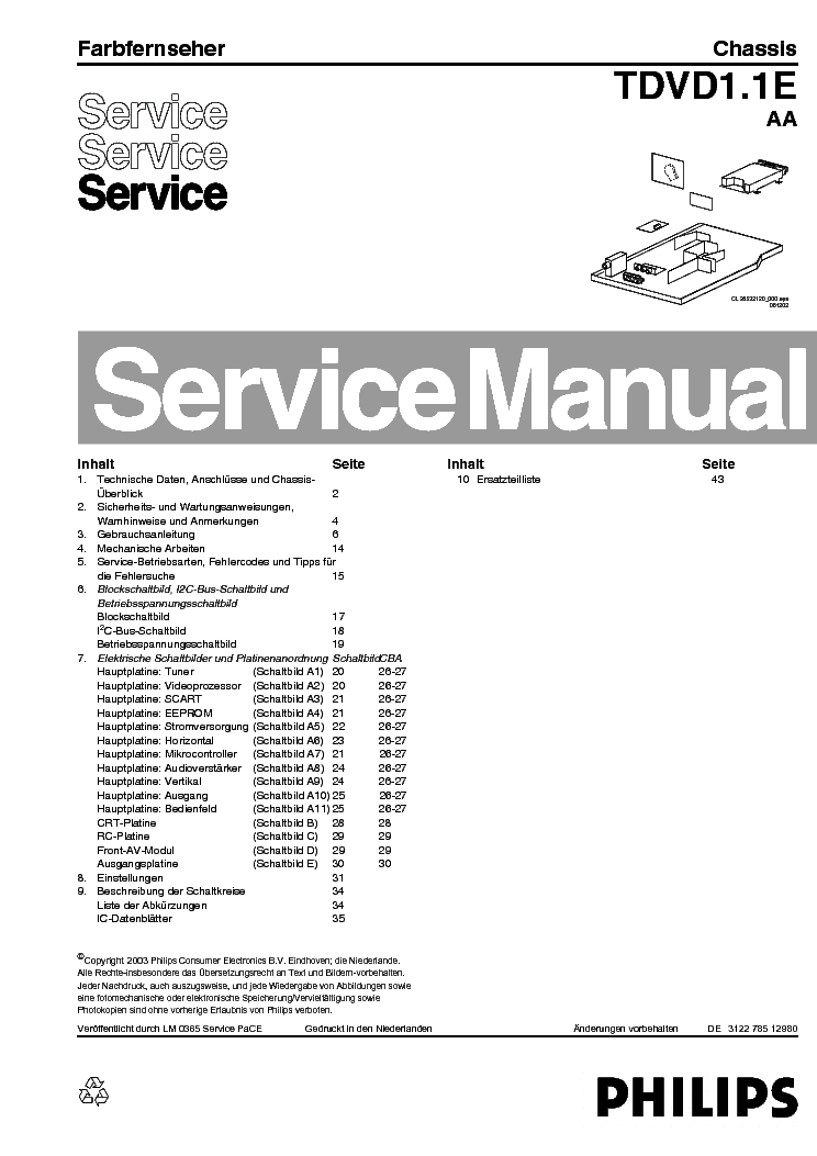 PHILIPS CHASSIS TDVD1.1E-AA SM service manual (1st page)