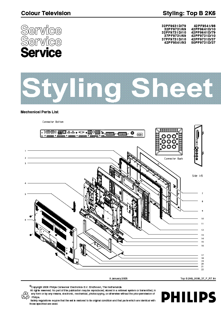 PHILIPS CHASSIS TOP-B-2K6 2006 37 F RT SM service manual (1st page)
