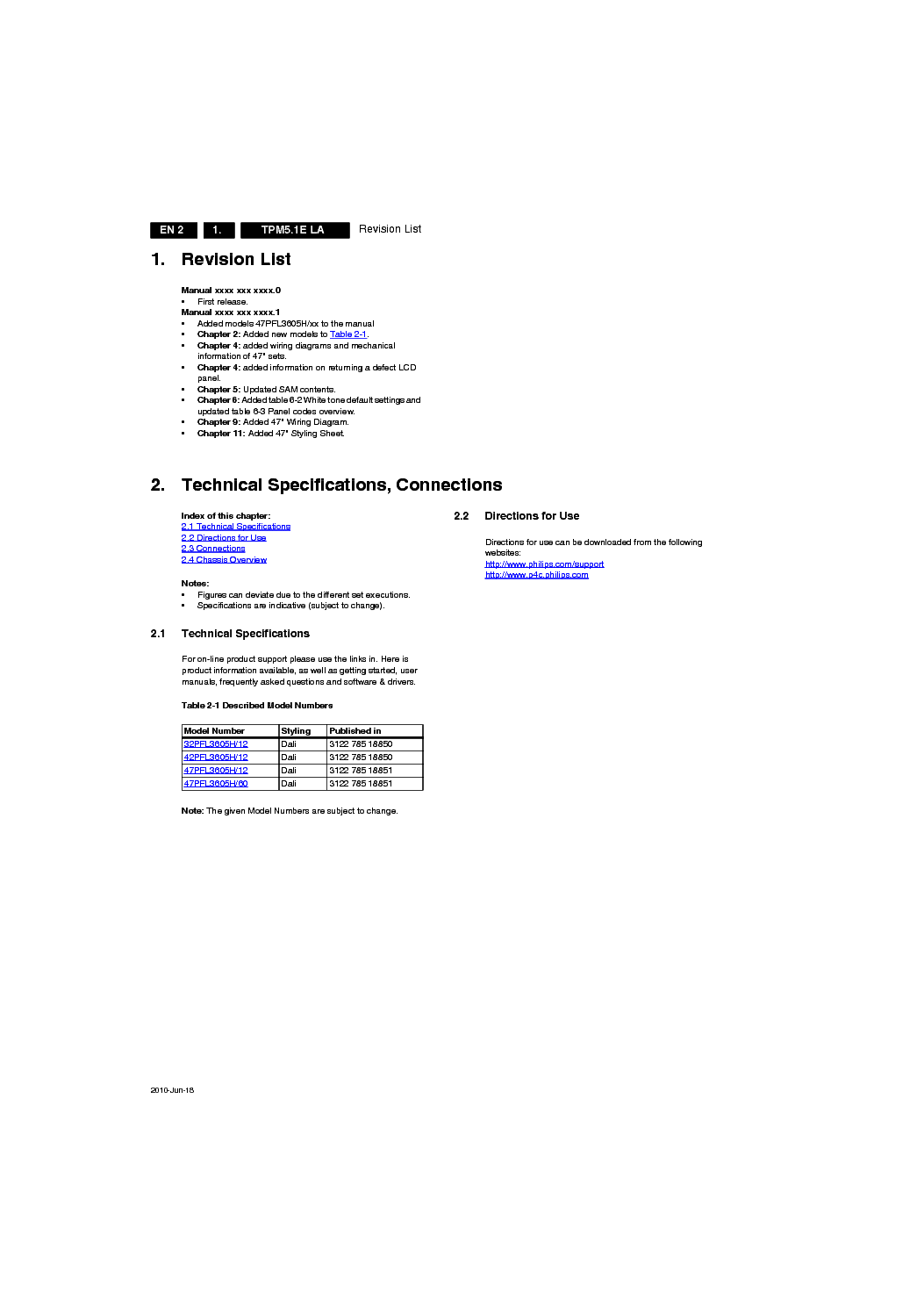 PHILIPS CHASSIS TPM5.1ELA service manual (2nd page)