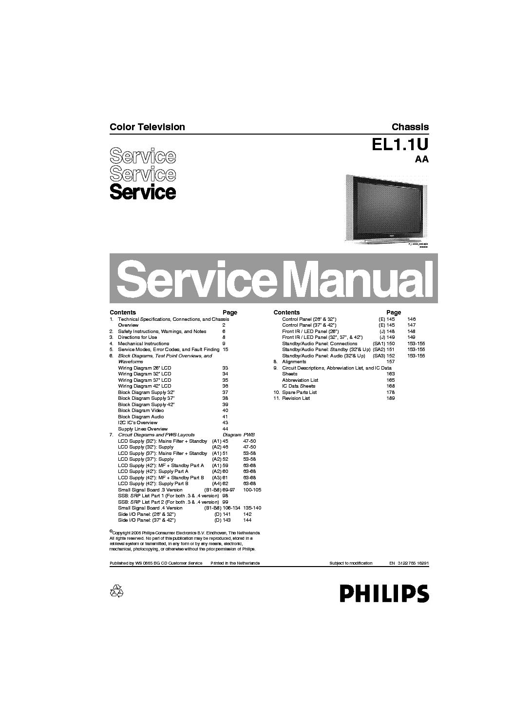 PHILIPS EL1.1U AA service manual (1st page)